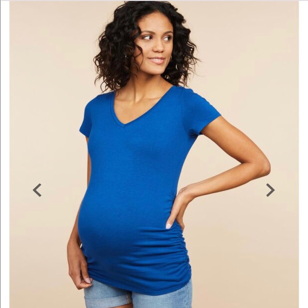Motherhood Maternity V-Neck Side Ruched Tee MEDIUM